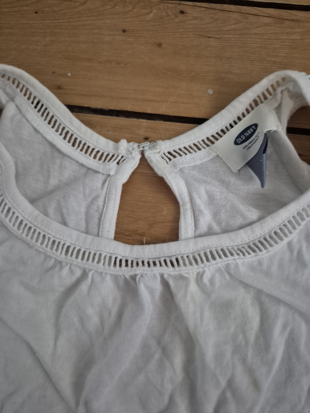 Old Navy White Tank Top with Ladder Stitch Detail